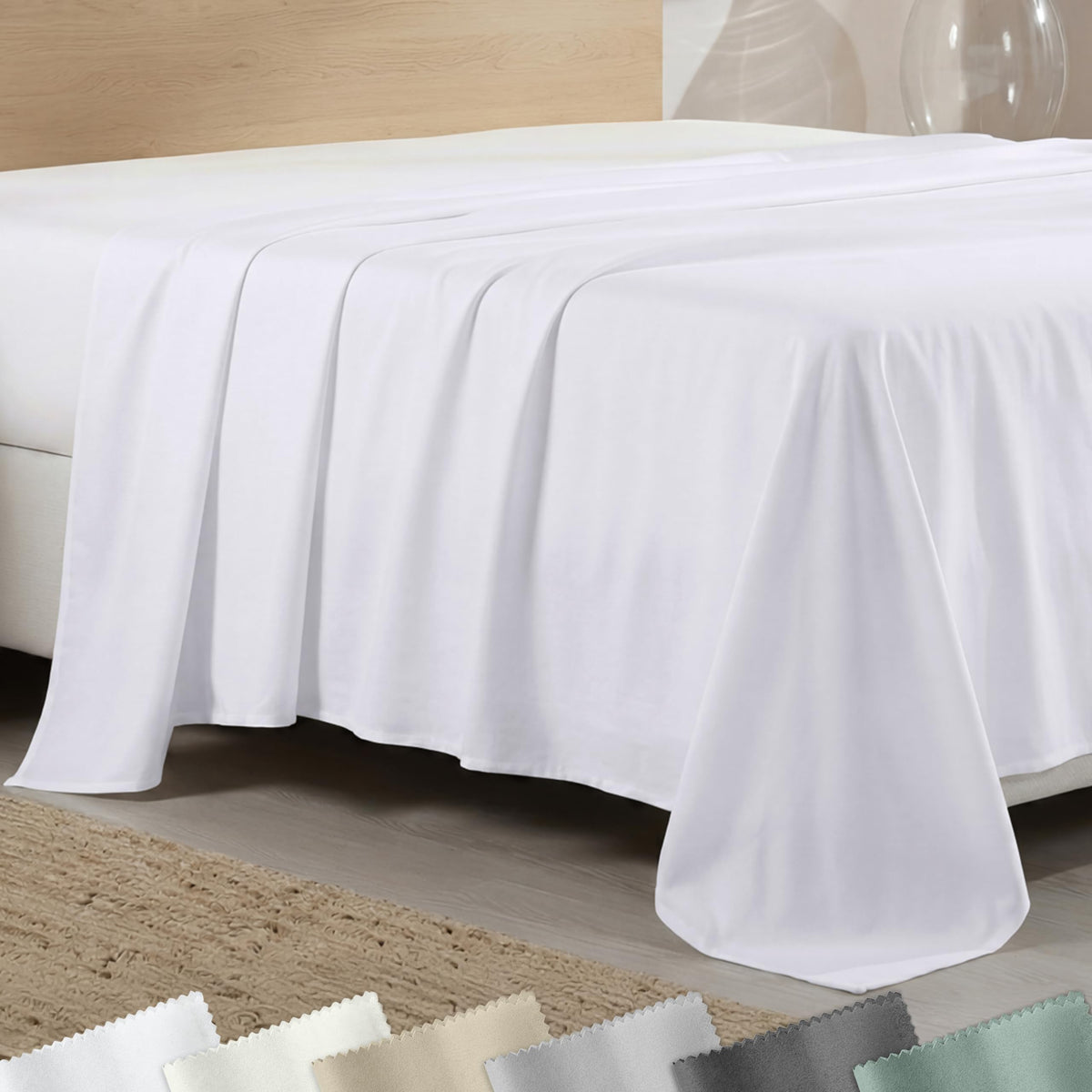 California Design Den cal king flat sheet with soft texture for breathable comfort.
