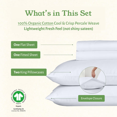 California Design Den California King pillowcases with envelope closures simplify bed making.