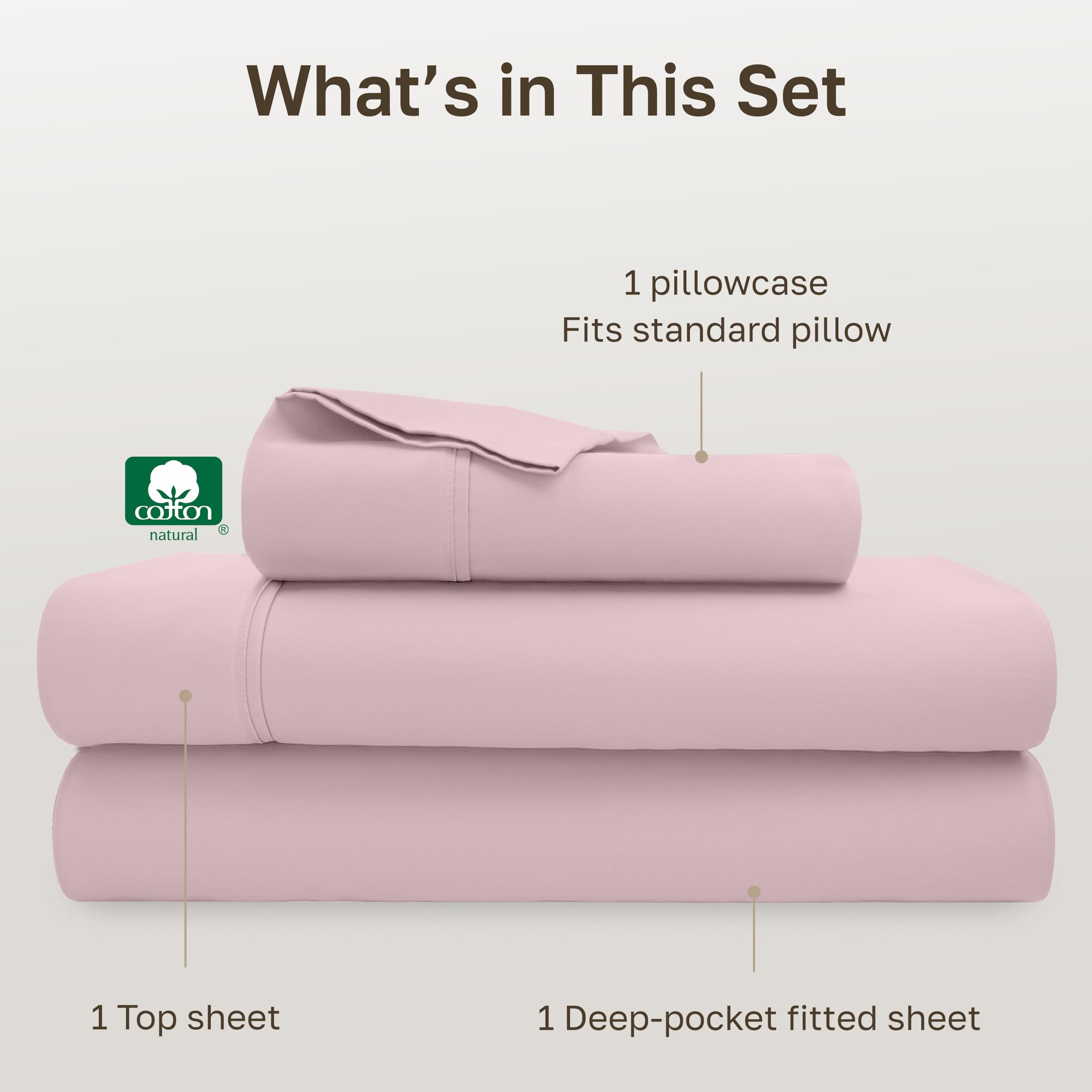 California Design Den cotton sateen weave sheet set with a silky, lustrous finish.