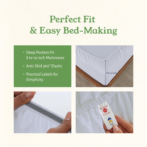 Crisp matte percale finish keeps sheets cool and neat.
