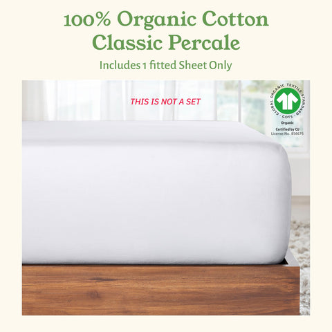 California Design Den crisp-percale-weave close-up shows matte, non-glossy finish.