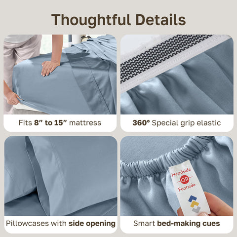 California Design Den deep-pocket elastic detail keeps sheets from slipping