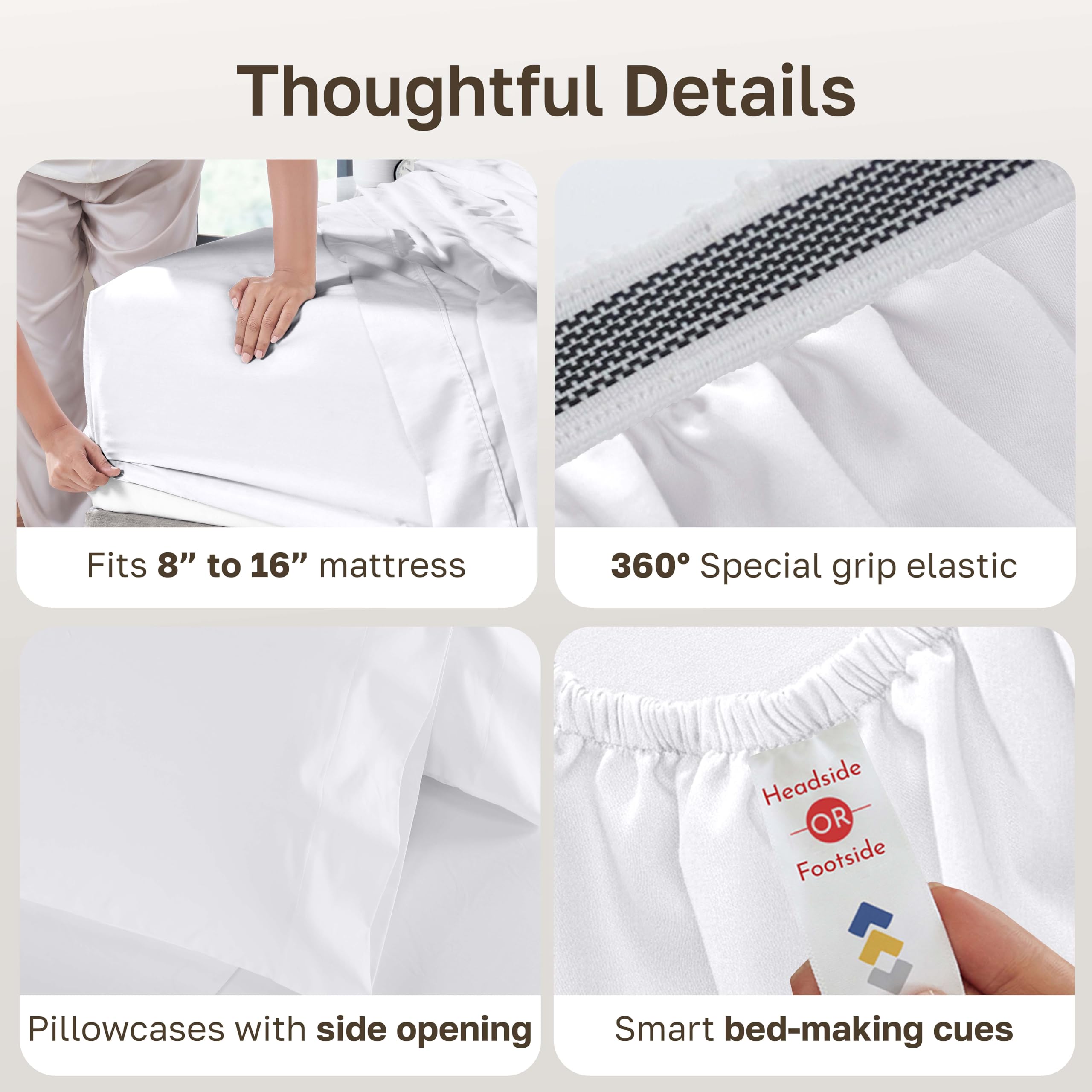 California Design Den deep-pocket elastic ensuring secure fit on tall mattresses.