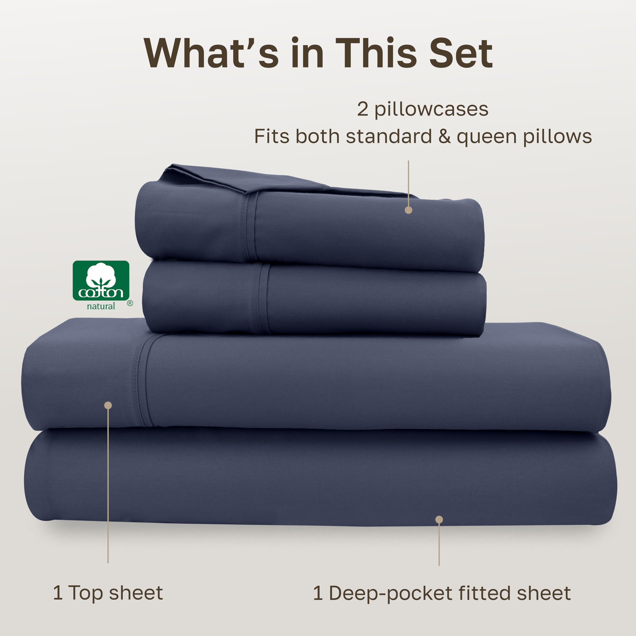 California Design Den deep-pocket queen sheets ensure secure fit on thicker mattresses.