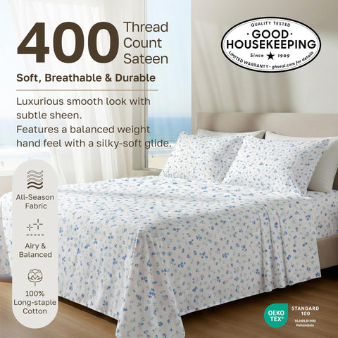 California Design Den deep-pocket fitted sheet fits 8–16-inch mattresses securely.