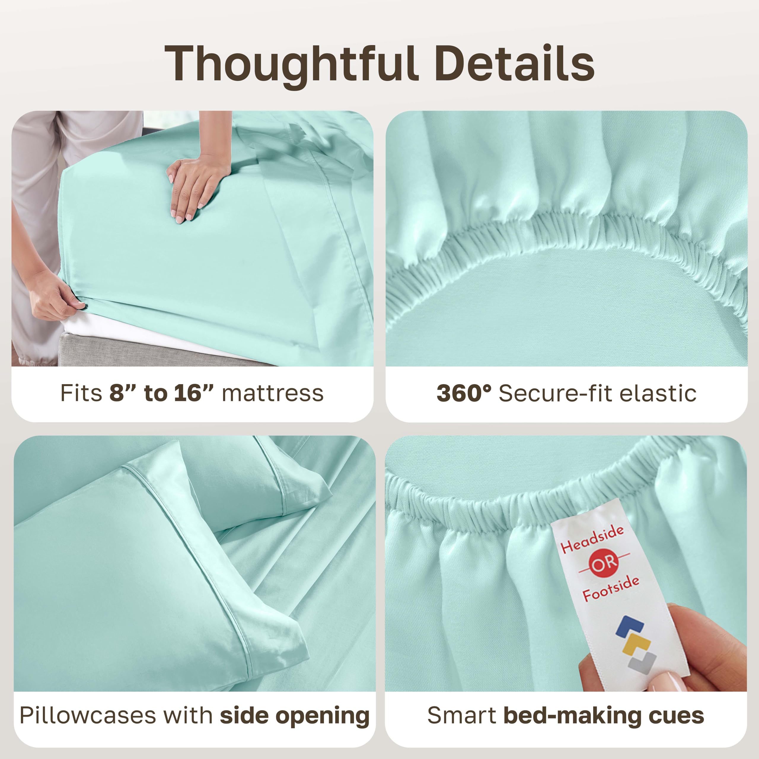 California Design Den deep-pocket fitted sheet with elastic all around for reliable grip