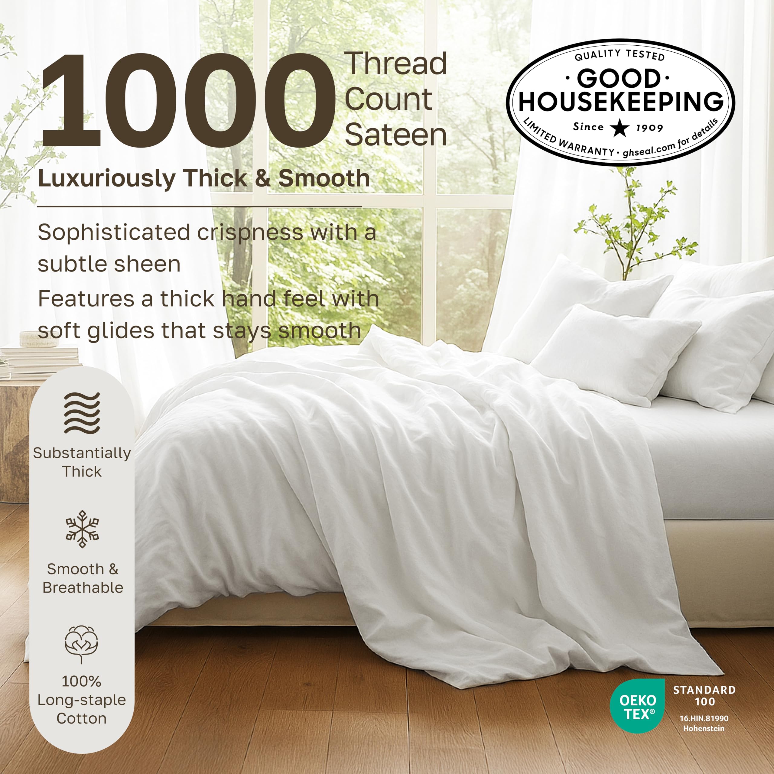 California Design Den deep-pocket fitted sheet with elastic for deep mattresses up to 16 inches