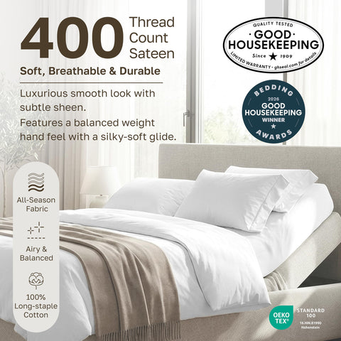 California Design Den deep-pocket fitted sheets grip 8–15 inch mattresses securely