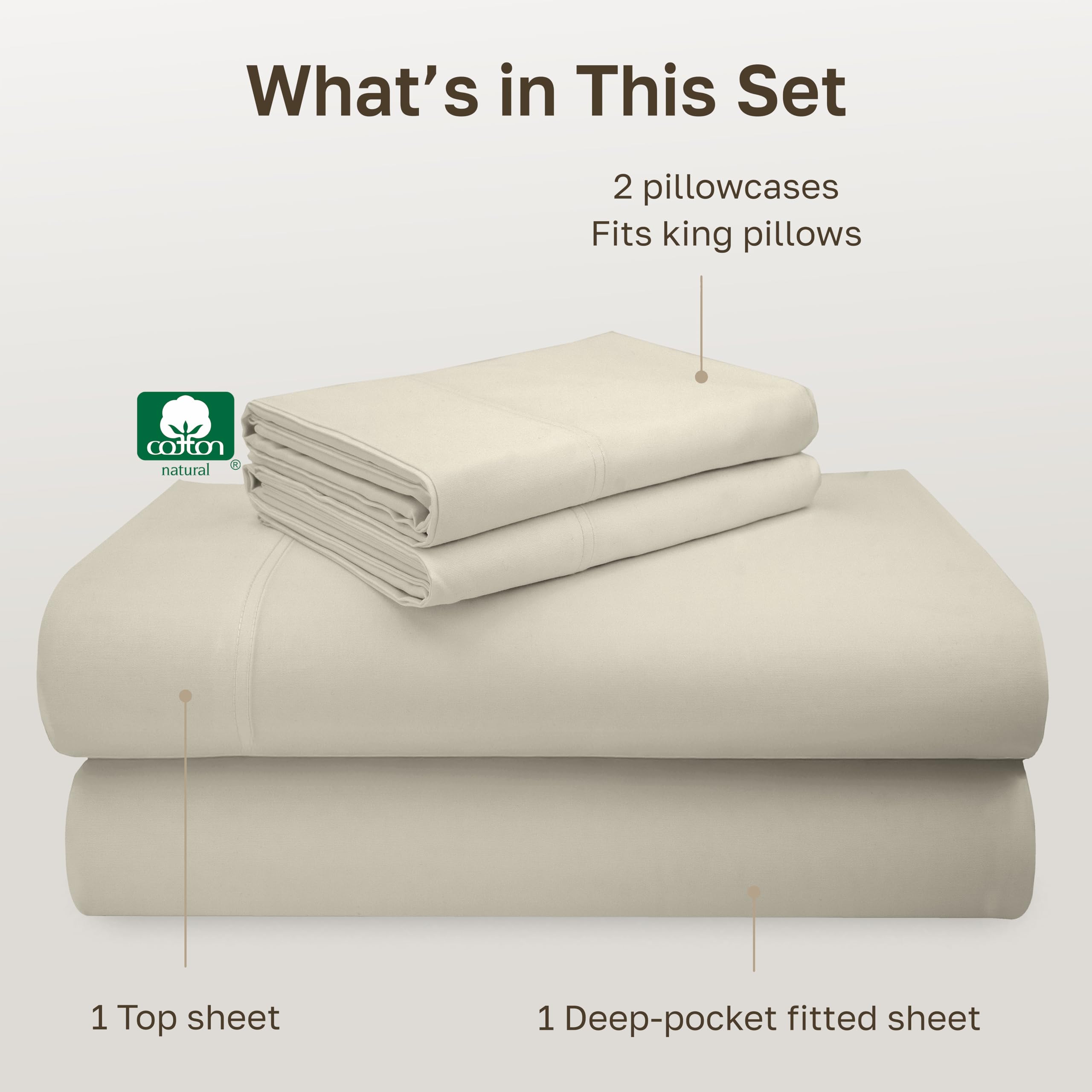 California Design Den fitted sheet 78x80 inches with elastic edge for secure grip.