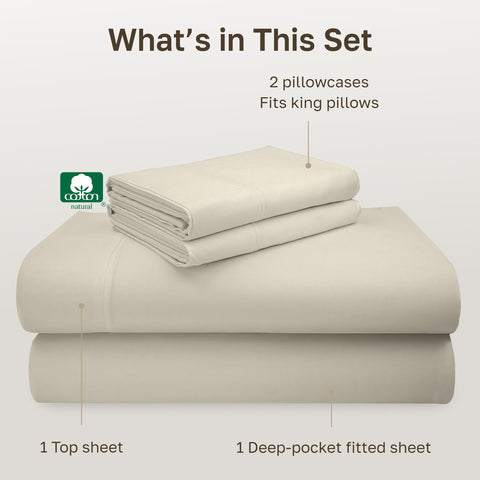 California Design Den fitted sheet 78x80 inches with elastic edge for secure grip.