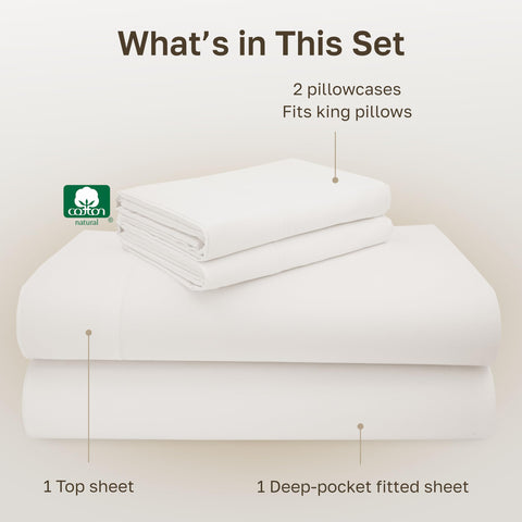 California Design Den deep pocket king sheets set pillowcases open-end design for easy pillow access.