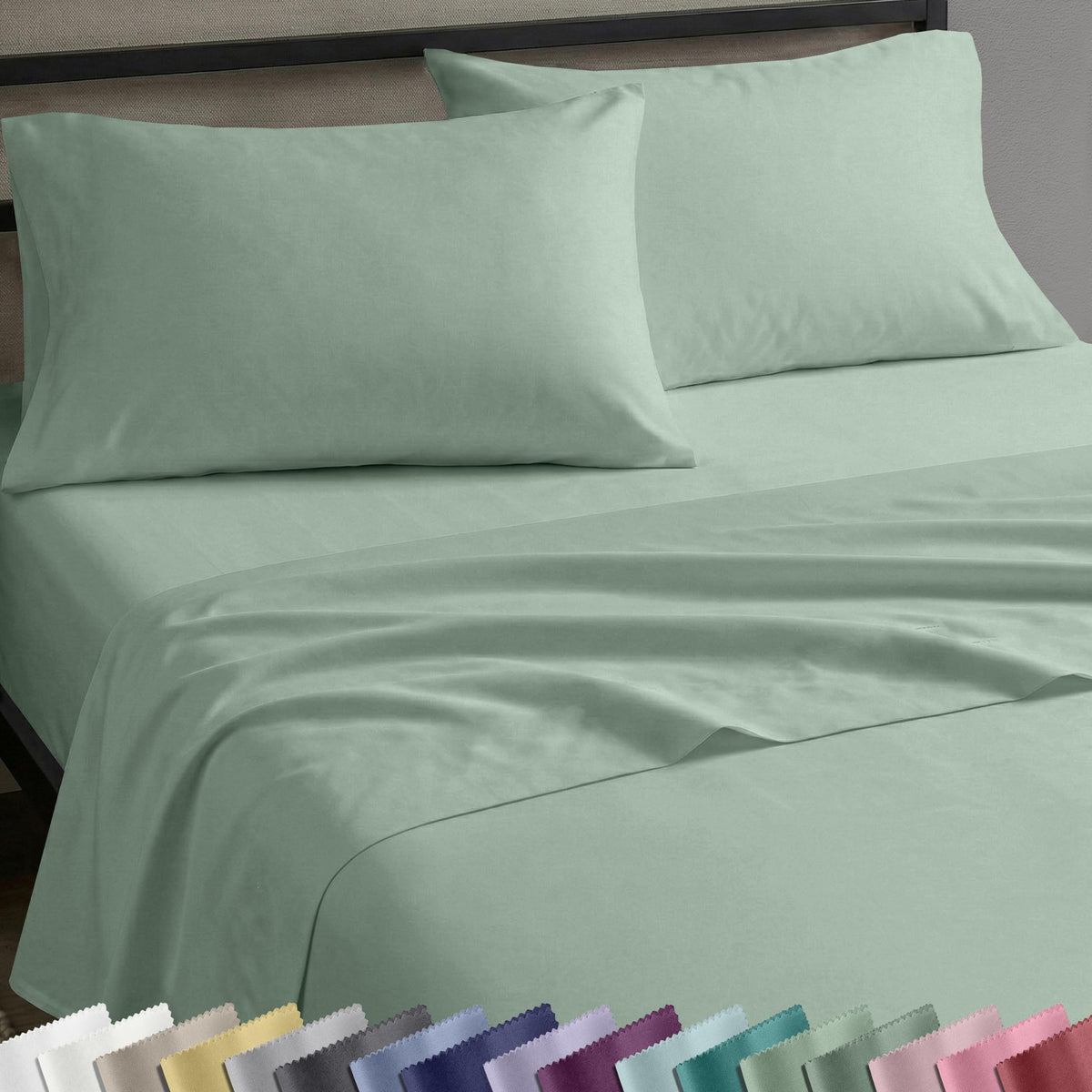 California Design Den deep-pocket queen top sheet showing generous width and soft sateen feel