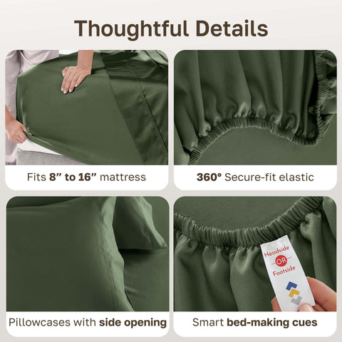 California Design Den easy-care sheet set, machine washable and colorfast.