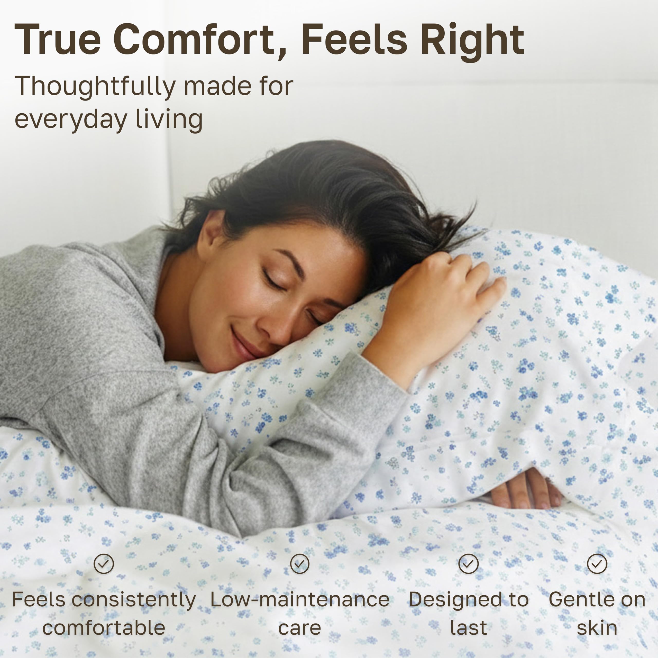 California Design Den easy-care queen sheets simplify washing and care.