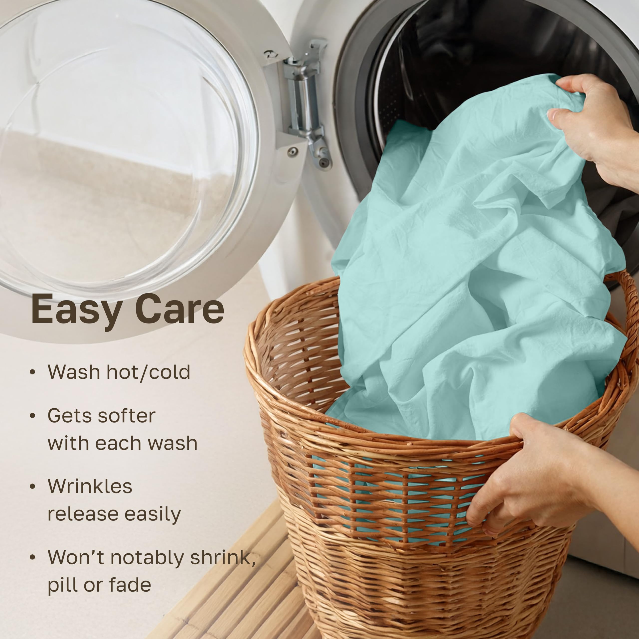 California Design Den easy-care sheets that wash well and resist pilling