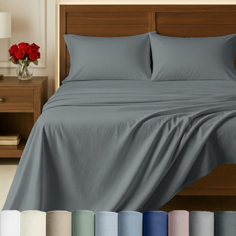 California Design Den grey flat top sheet with silky sateen finish