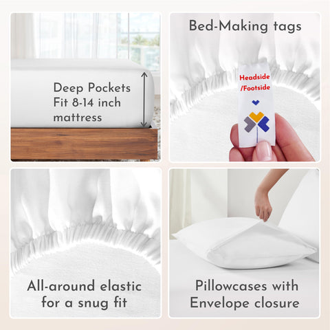 California Design Den fitted sheet with all around elastic grips the mattress securely