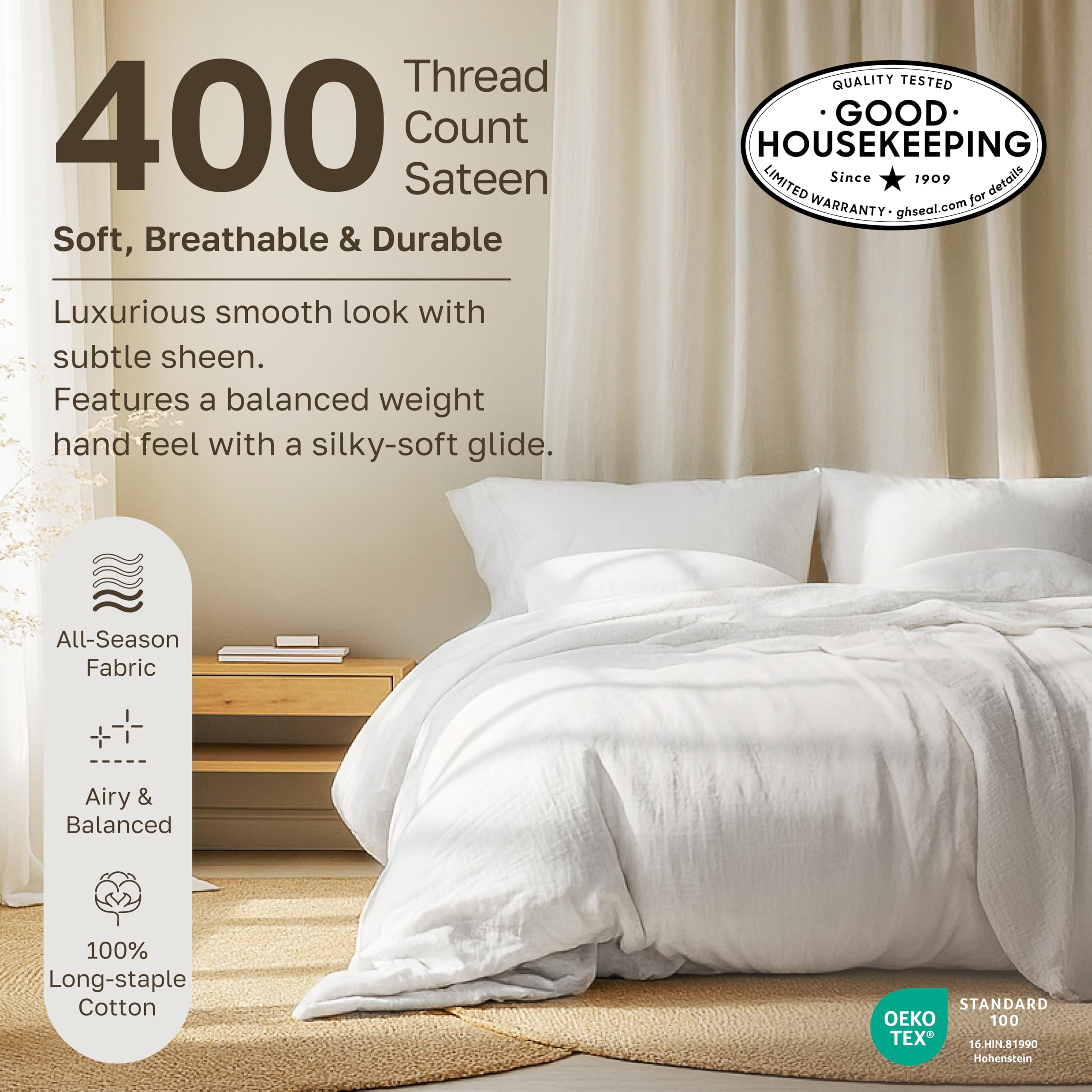 California Design Den fitted sheet with deep pocket fits 8-16 inch mattresses securely.