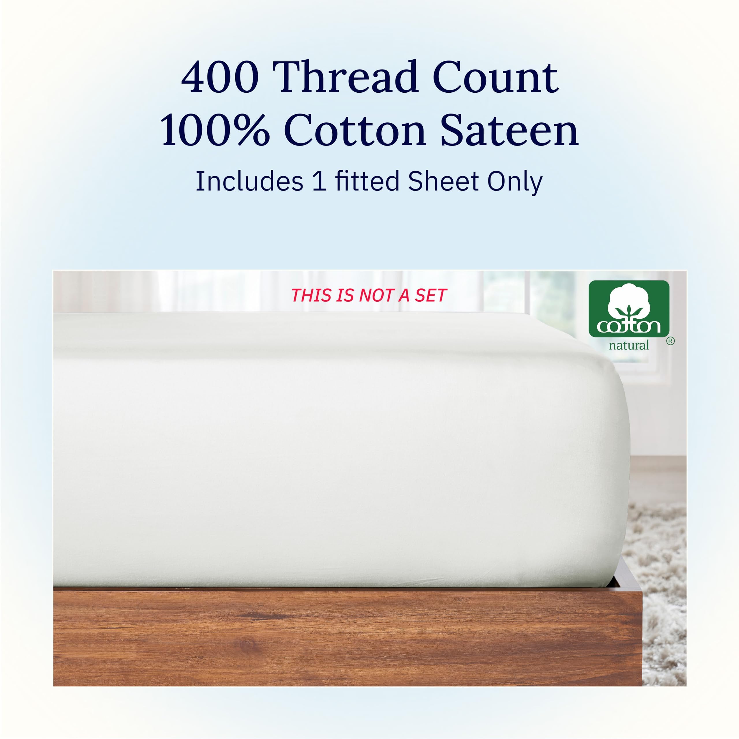 Deep-pocket queen sheet from California Design Den fits 8–16 inch mattresses securely.