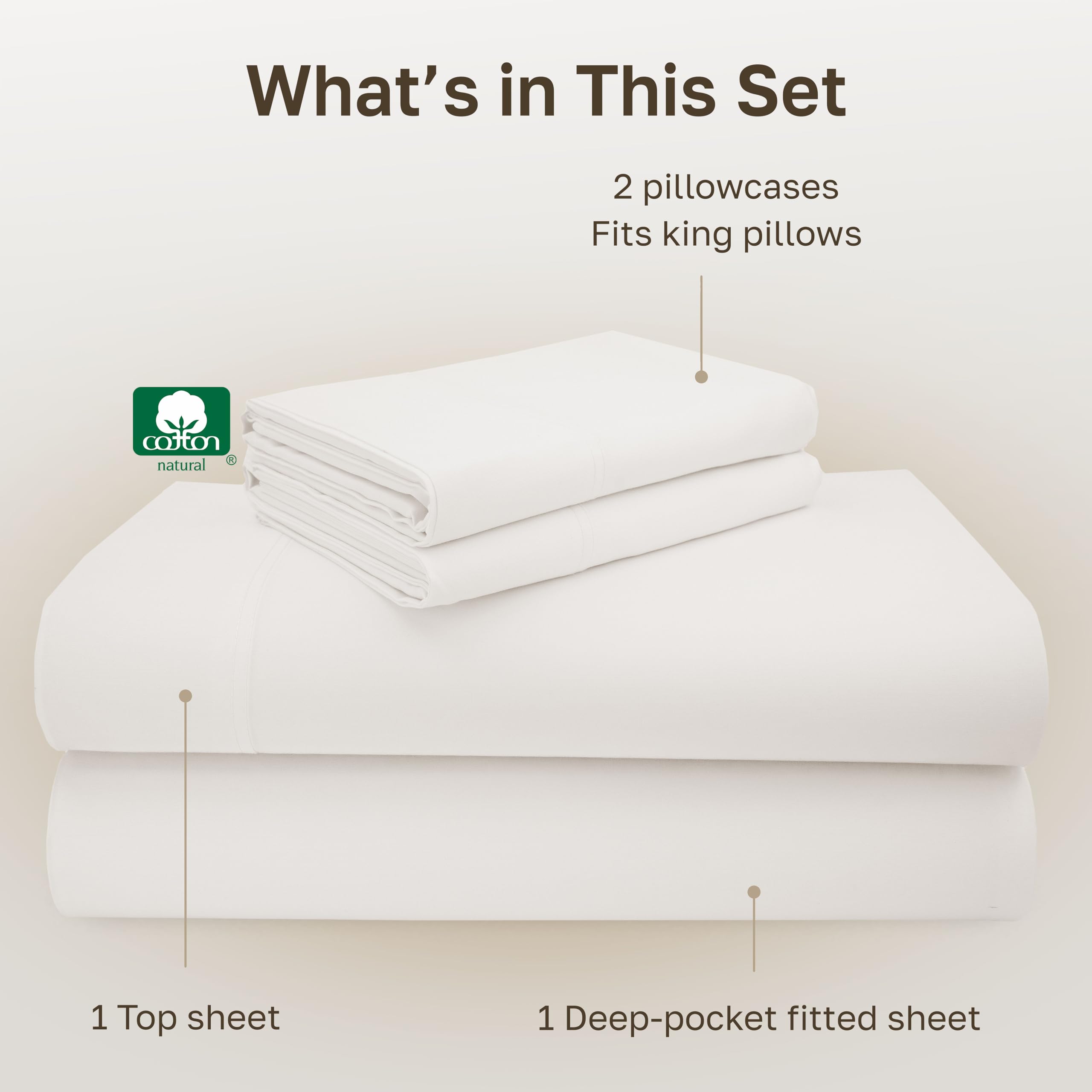 California Design Den flat sheet and pillowcases provide generous sizing for classic bed styling