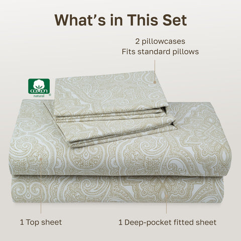 Flat sheet with precise sizing to aid easy bed making.