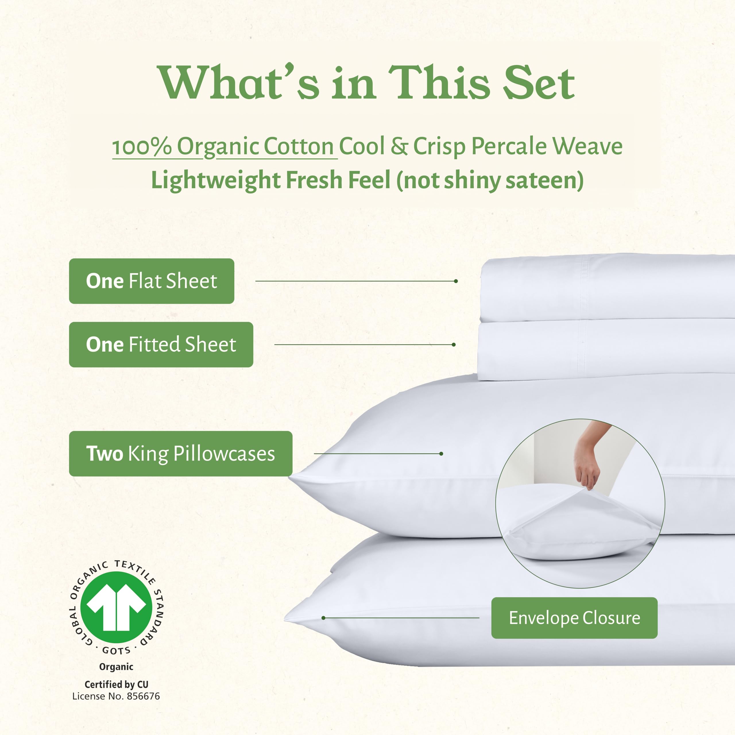 Four-piece king sheet set from California Design Den for easy bed making.