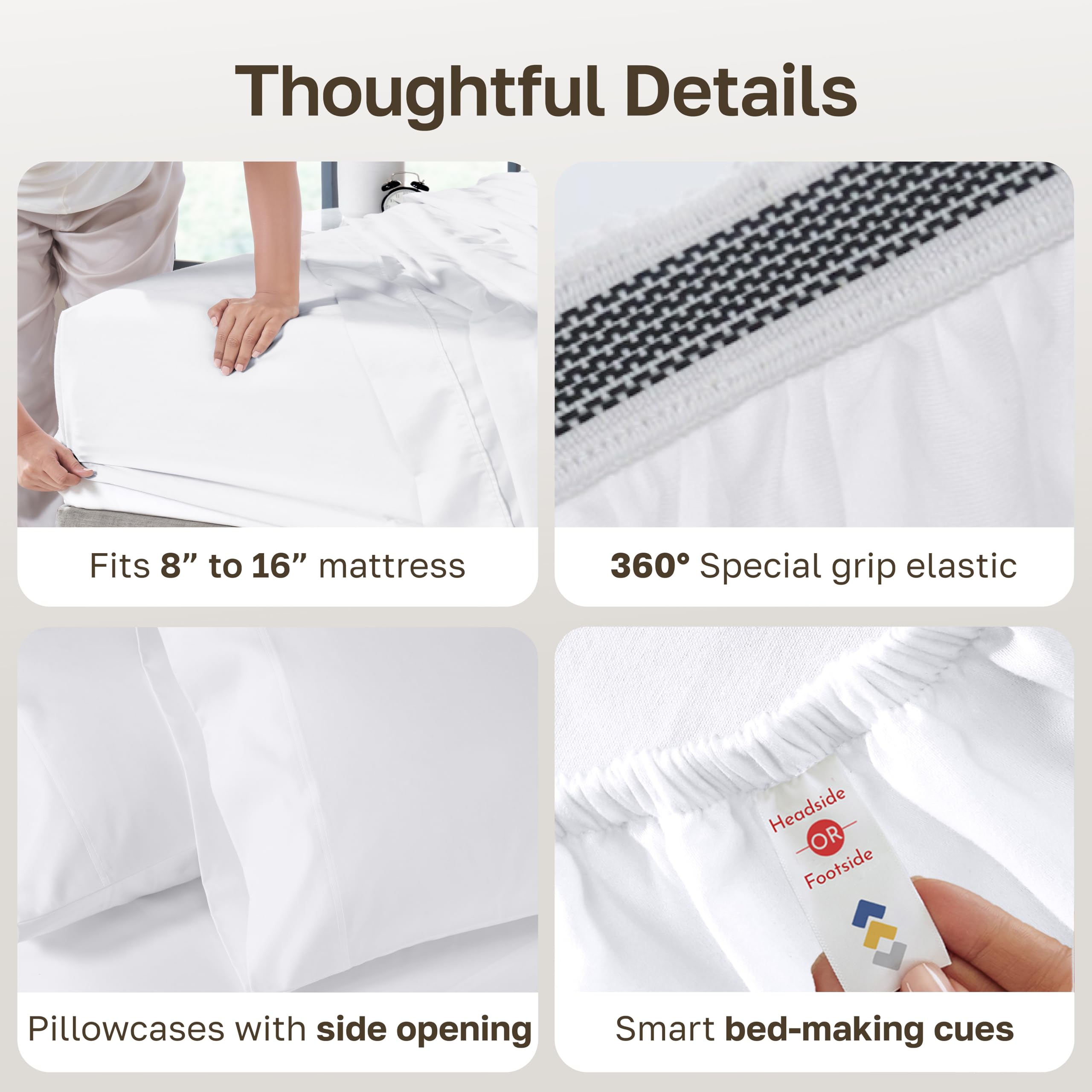 Two standard pillowcases from California Design Den four-piece set with open-end design