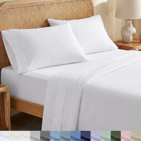 California Design Den full sheet set flat sheet with crisp percale finish for a cool, breathable sleep