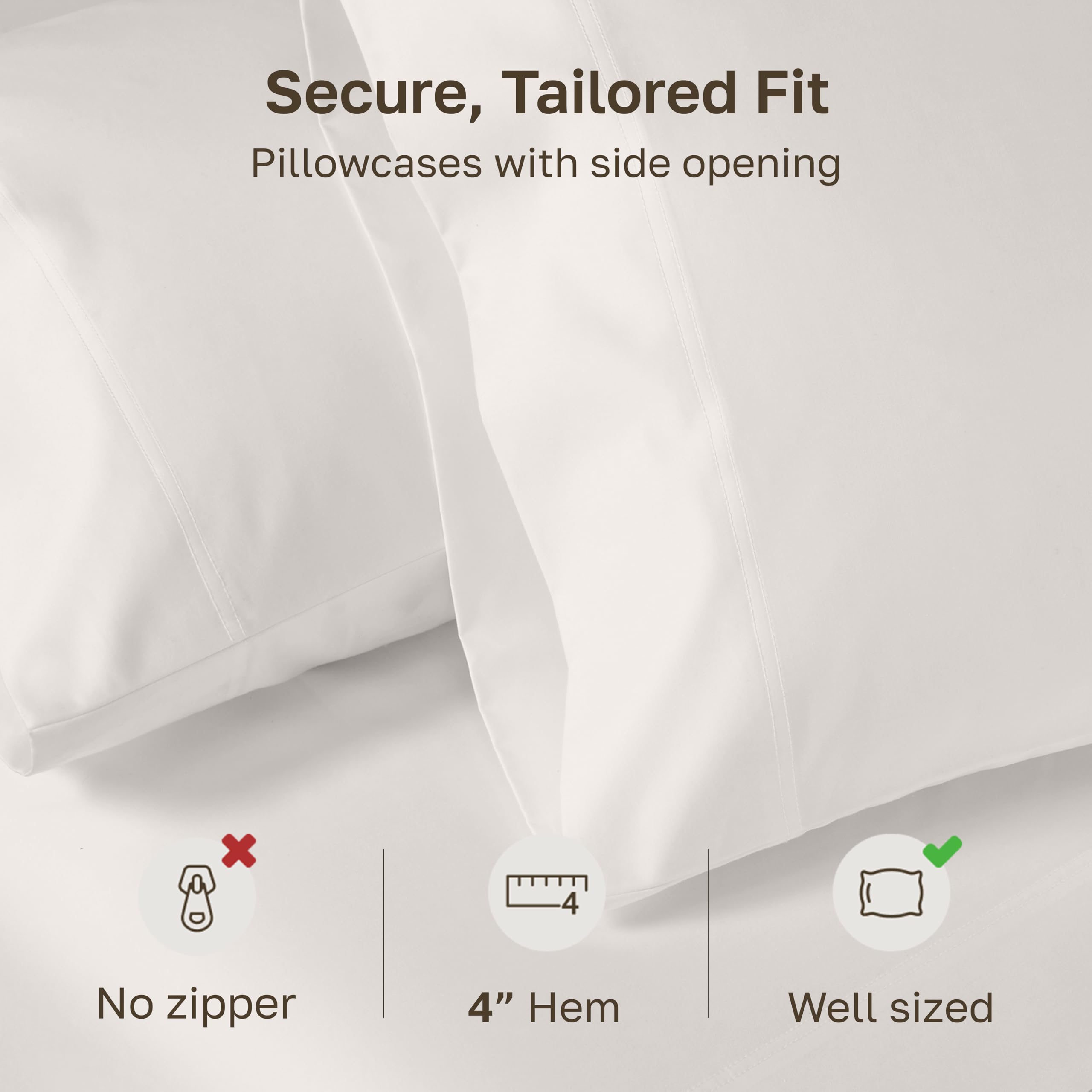 Thick double-needle hemstitch detail adds refined edge to pillowcases