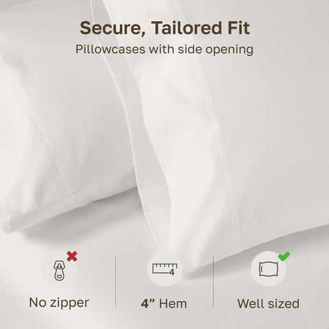 Thick double-needle hemstitch detail adds refined edge to pillowcases
