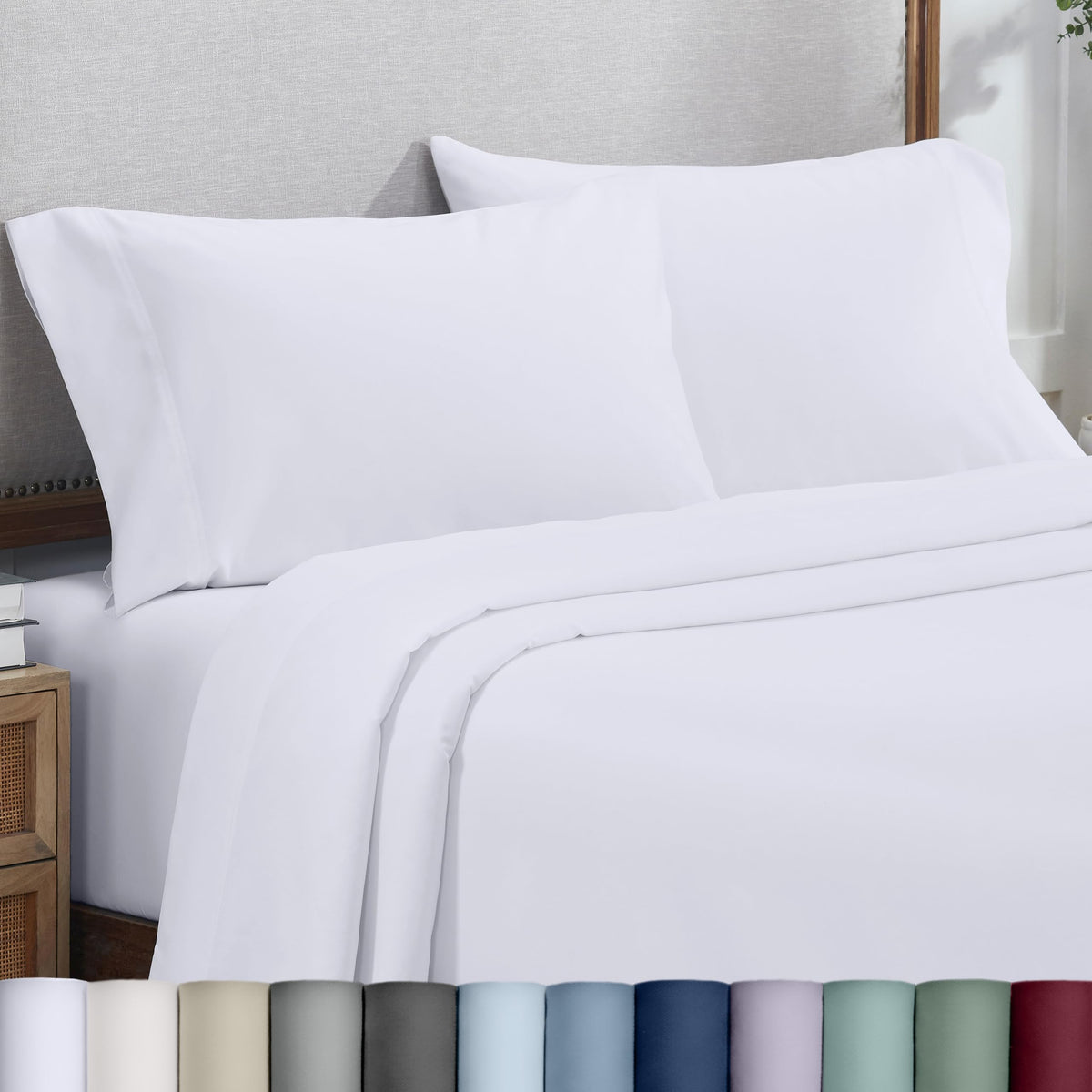 California Design Den Heirloom pillowcase close-up shows sateen smoothness for comfort.