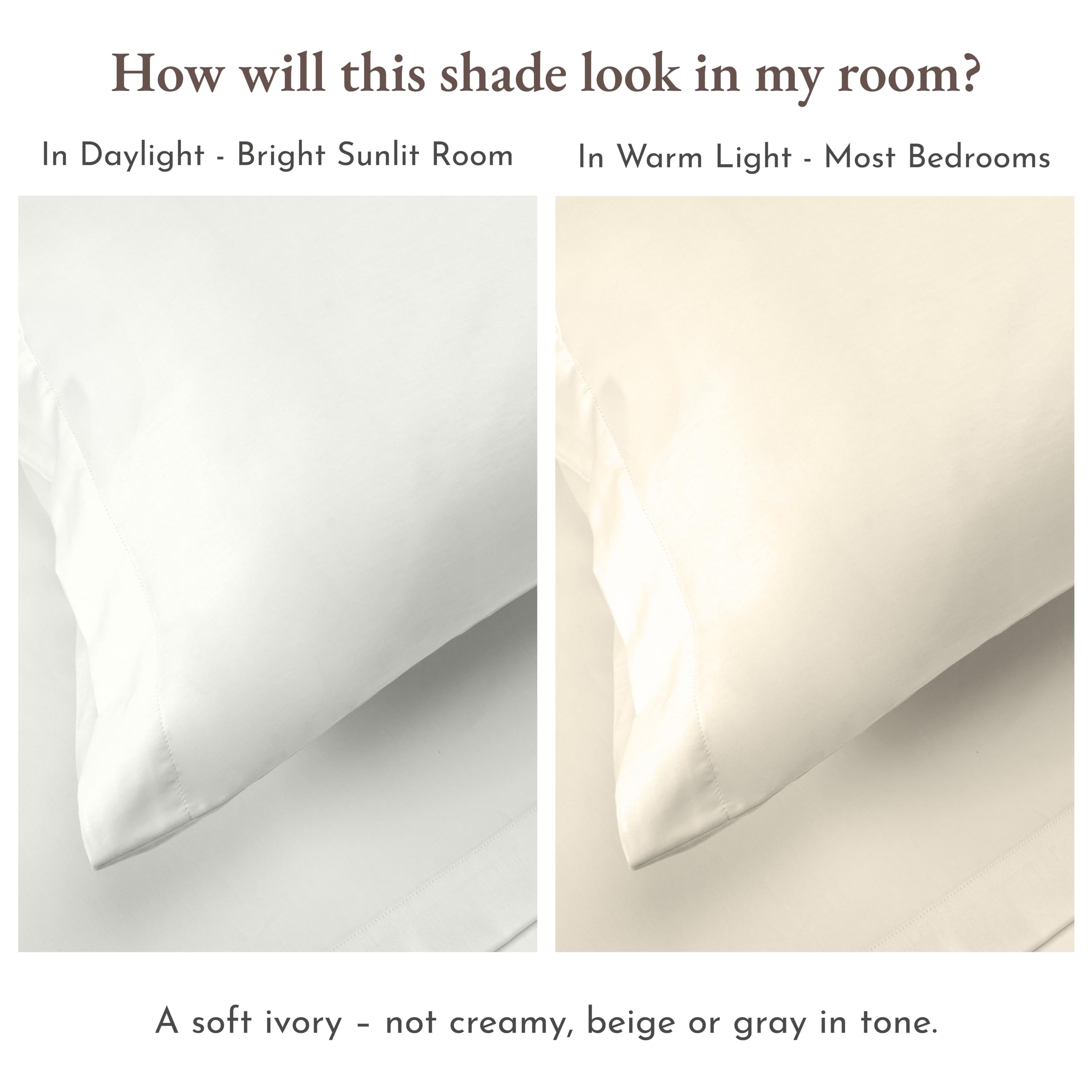 California Design Den ivory eggshell fabric close-up conveys breathable 100% cotton feel
