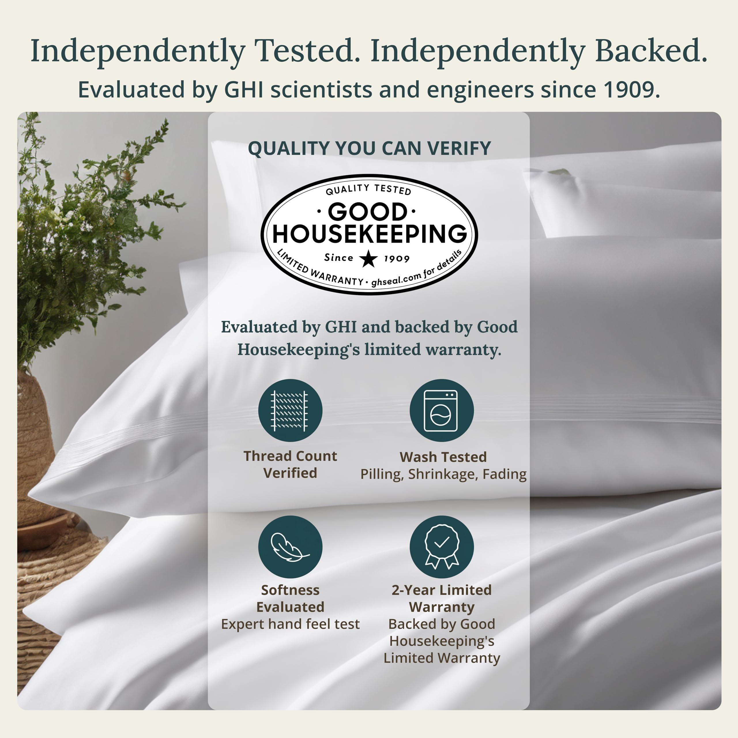 California Design Den king fitted sheet with deep pockets up to 15 inches.