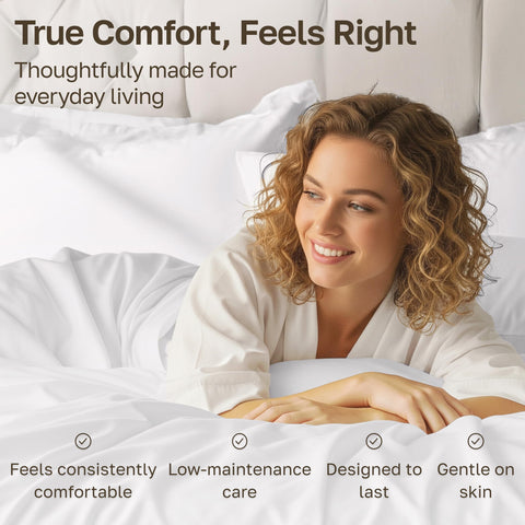 California Design Den king fitted sheet demonstrates deep pockets and all-around elastic.