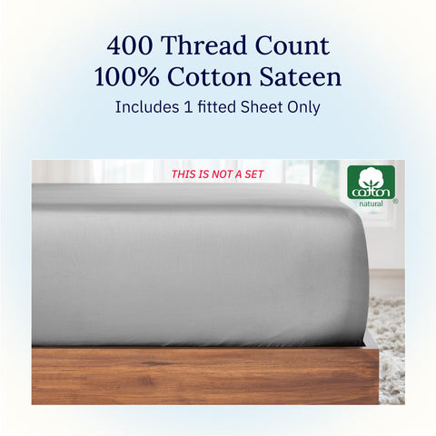 California Design Den king fitted sheet in light grey adds cool modern style