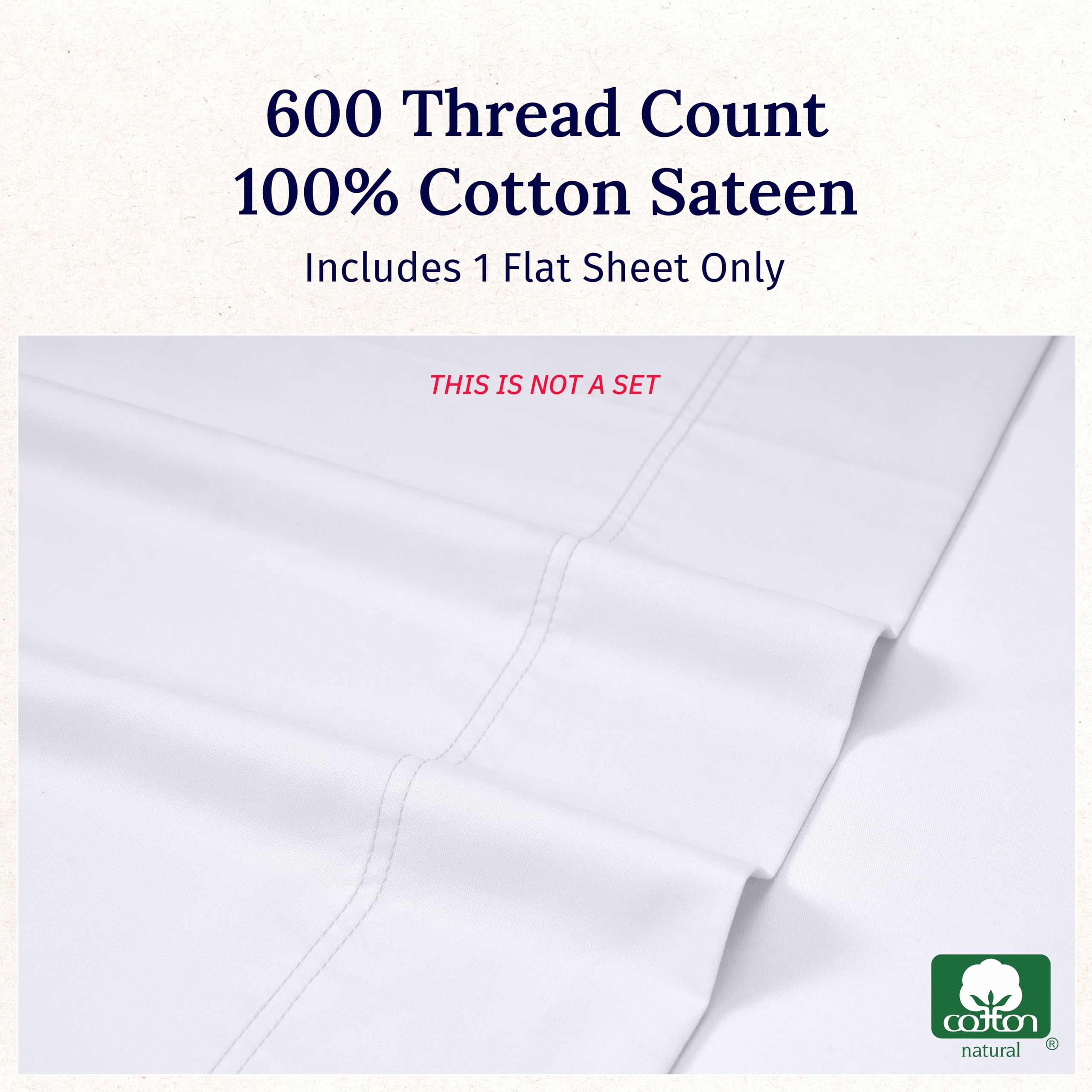 Machine-wash friendly California Design Den king flat sheet for easy care