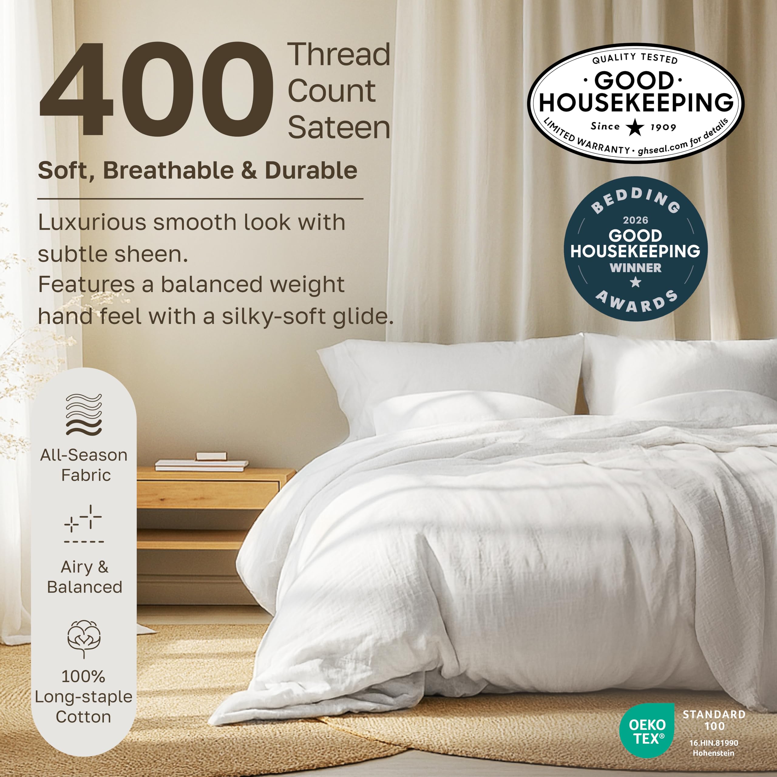 California Design Den king pillowcases 21x40 open-end, designed for snug pillow grip and crisp edges.