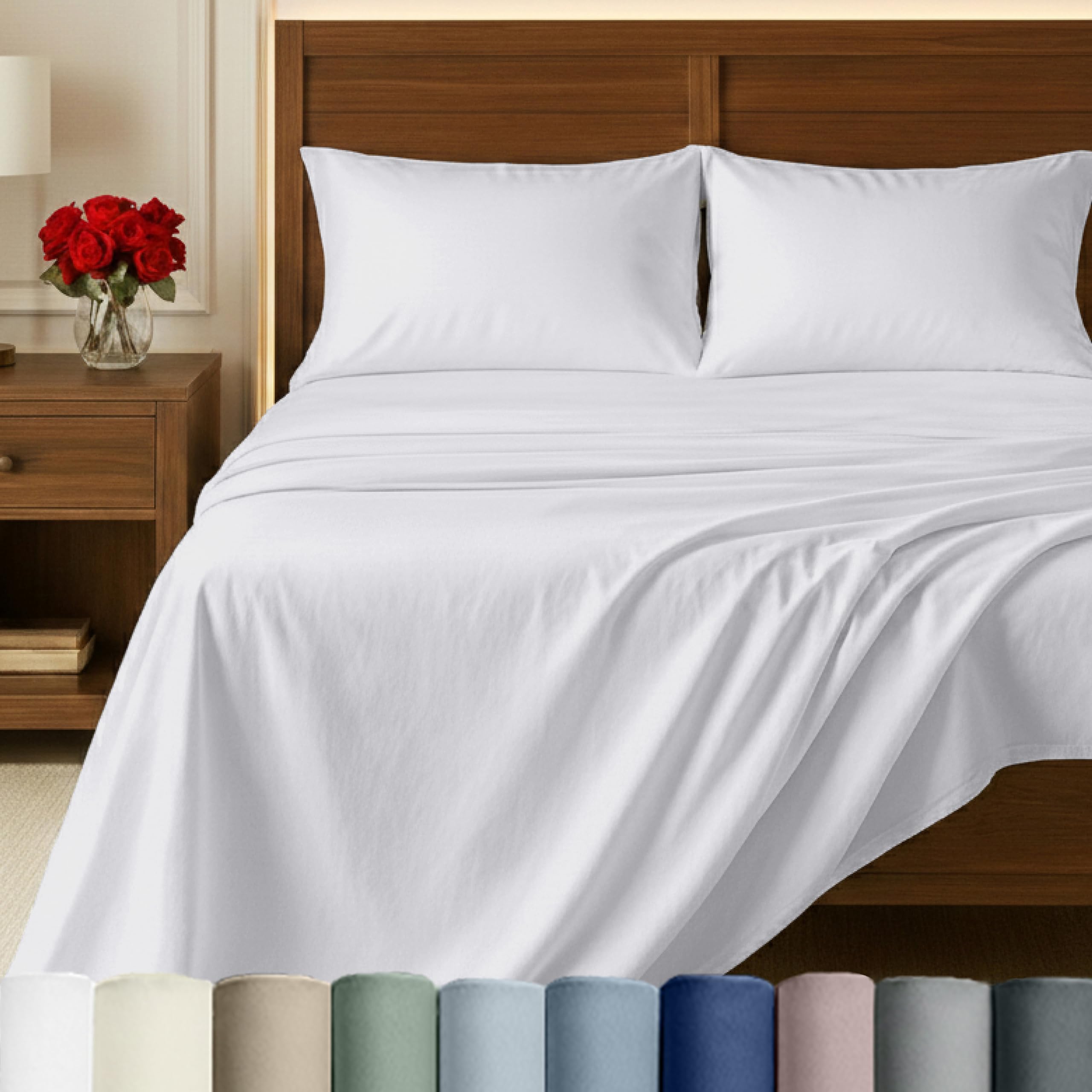California Design Den king top sheet close-up in smooth sateen for luxury nights.