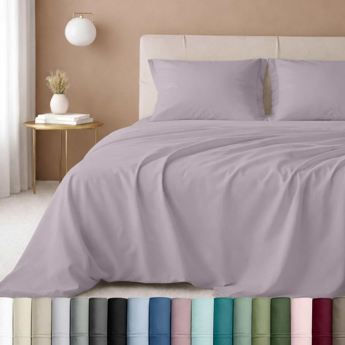 California Design Den lavender flat sheet with silky smooth feel for restful nights