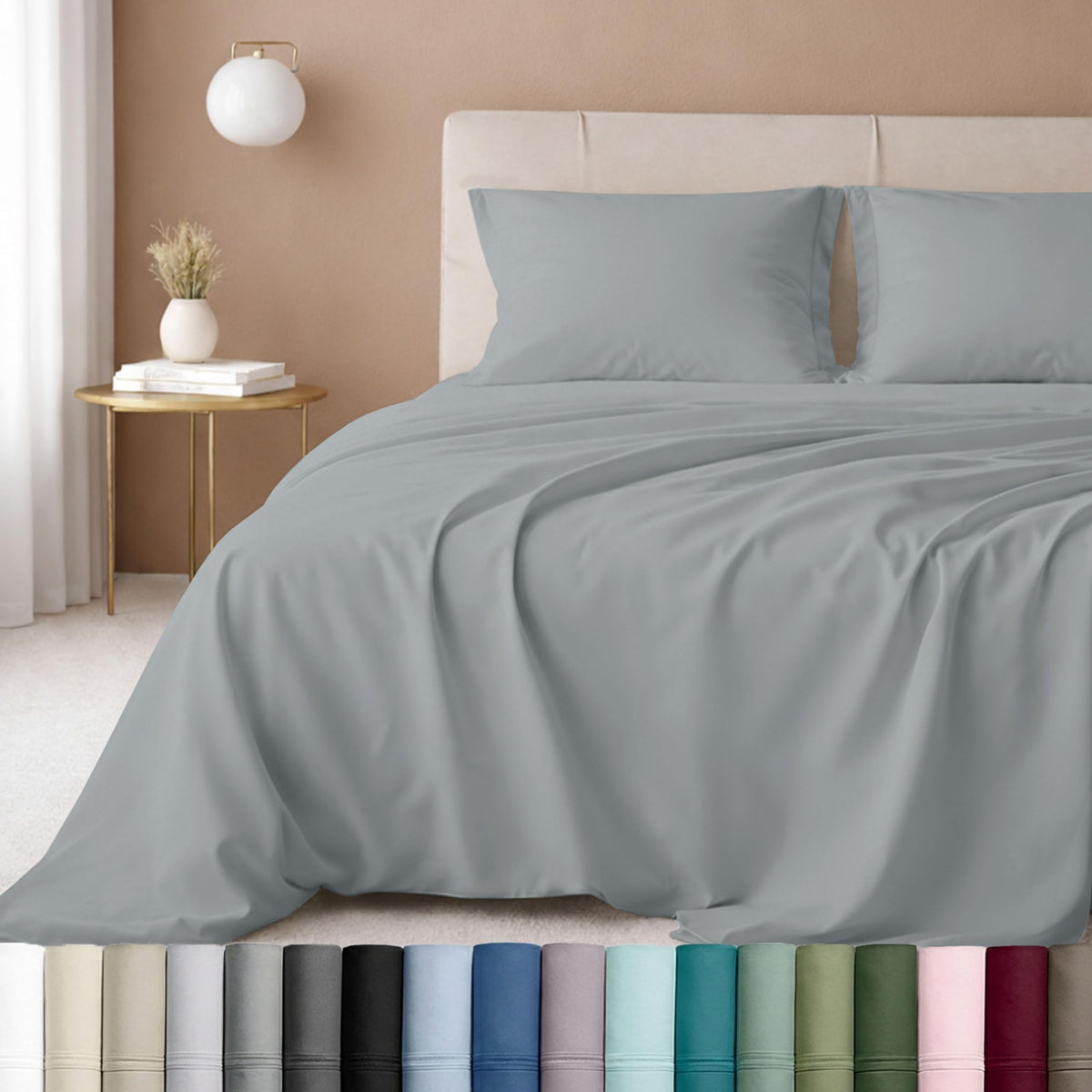 California Design Den luxury queen sheet set in 600TC sateen for lasting softness.