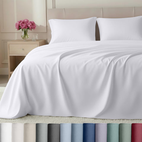 California Design Den Luxury White California King top sheet drapes smoothly for a hotel-like feel