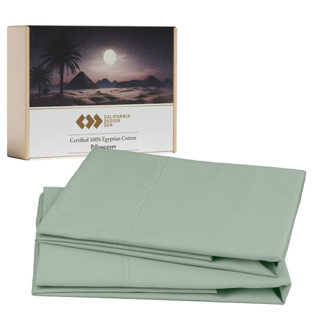 California Design Den mint green pillowcase envelope-closure for secure pillow fit.