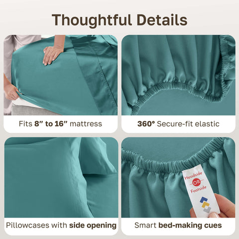 OEKO-TEX certified teal sheets from California Design Den for safety