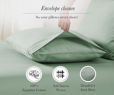 California Design Den OEKO-TEX certified pillowcase in mint green for safe everyday use.