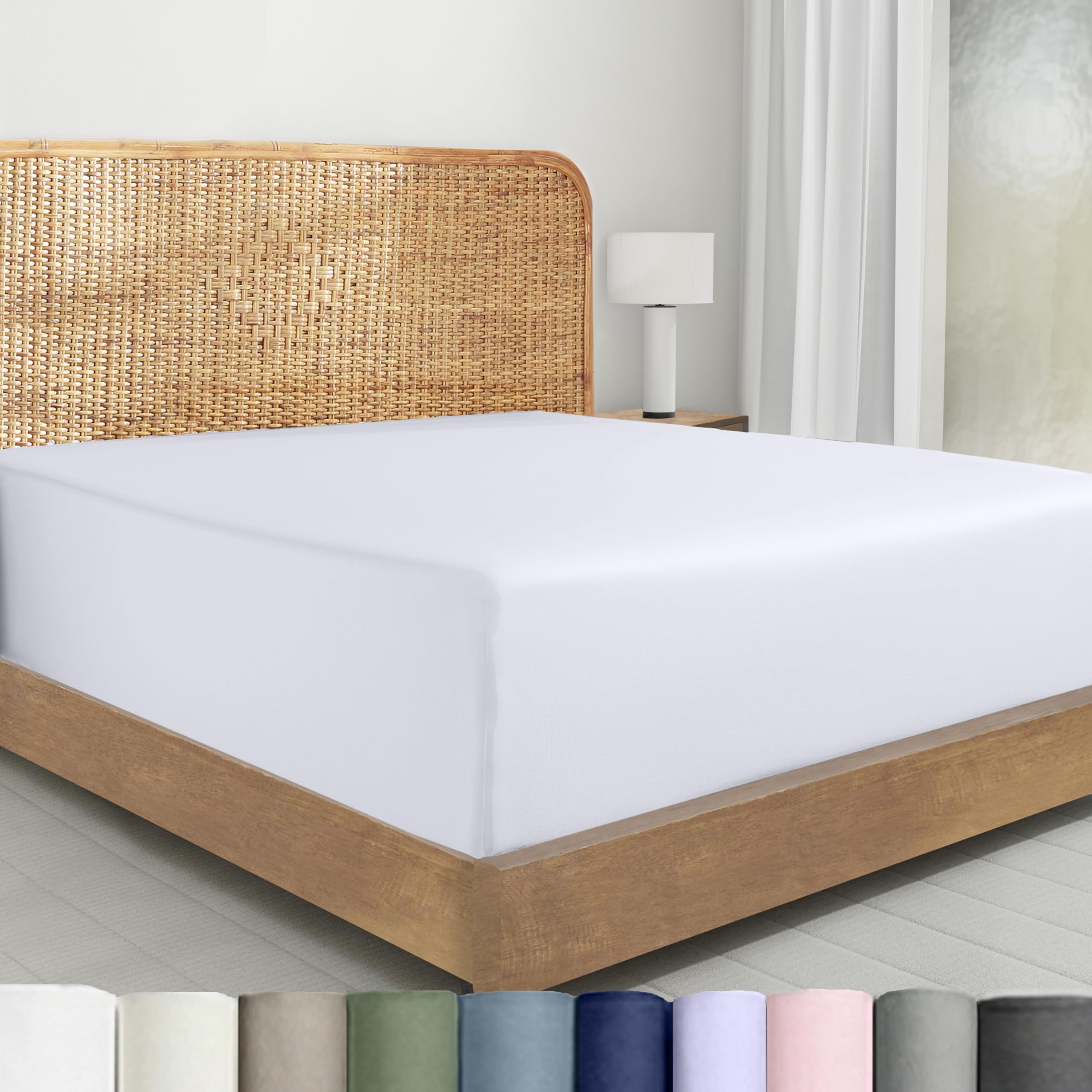 California Design Den percale-queen-fitted-sheet with crisp finish for cooler nights.