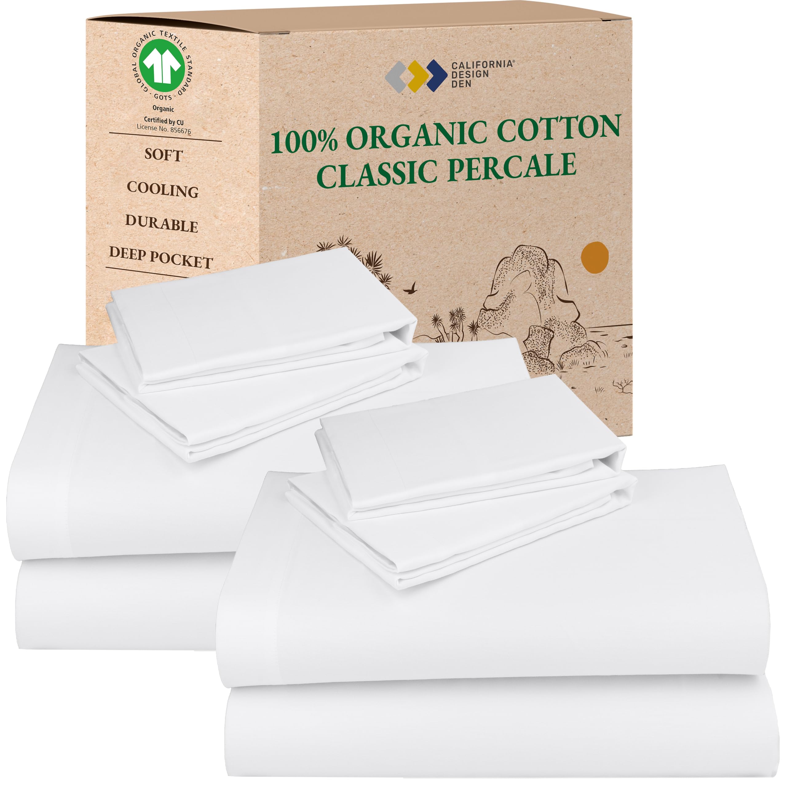 California Design Den queen flat sheet for crisp, breathable sleep.