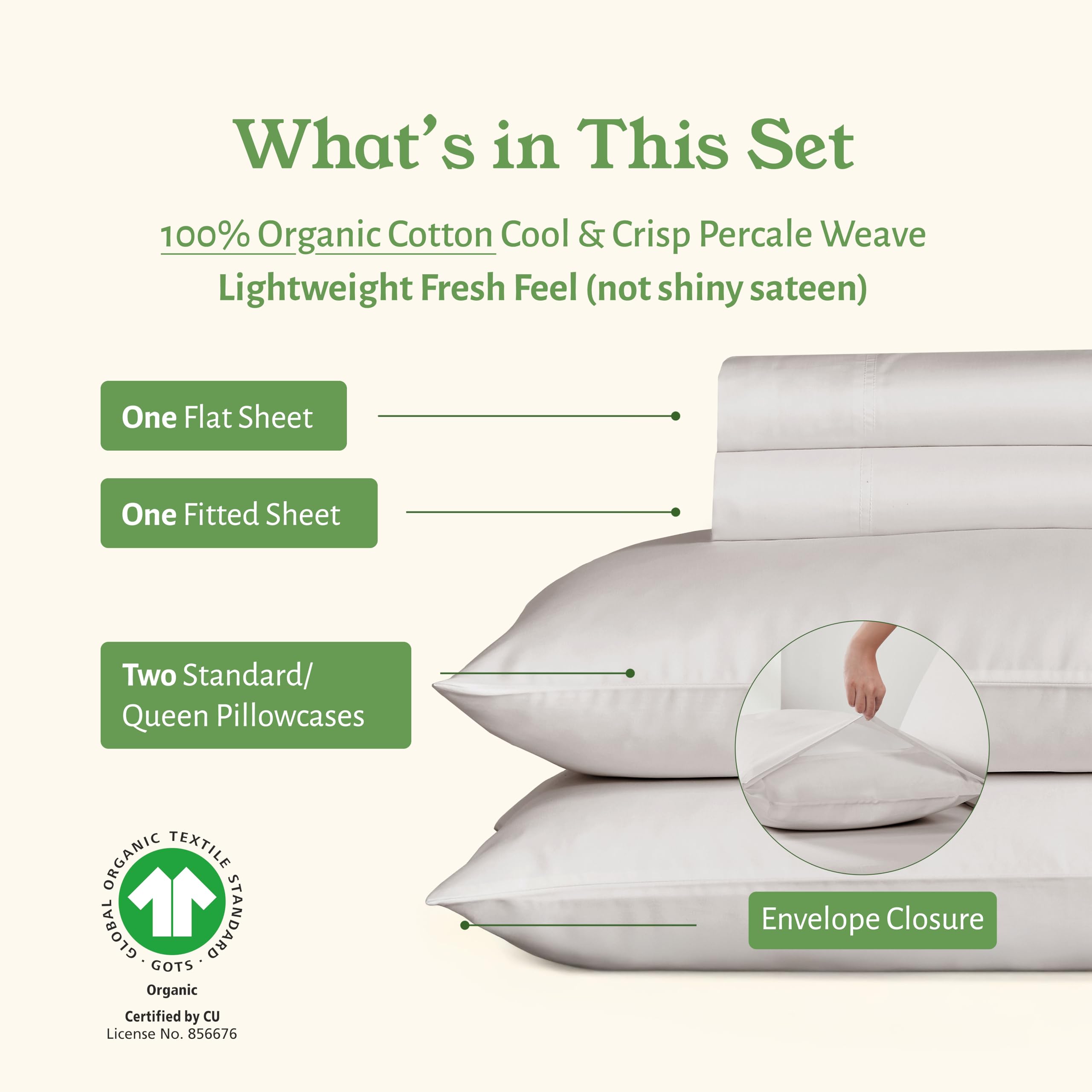 California Design Den percale weave closeup showing matte finish and lightweight feel