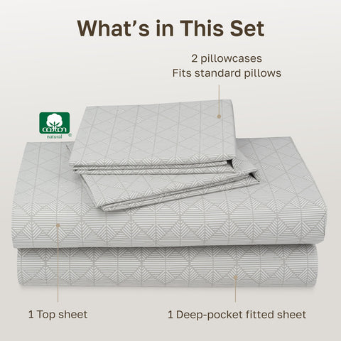Two standard pillowcases included for easy bed making