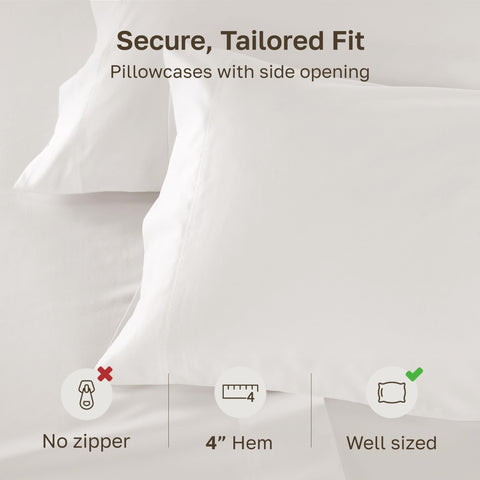 California Design Den pillowcase edges show a 4-inch hem and neat stitching.