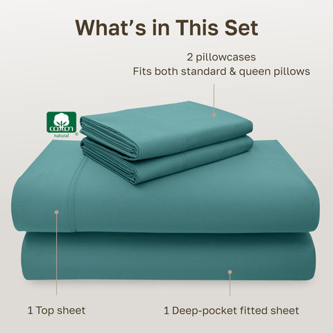 California Design Den teal pillowcases with open-end design for easy use
